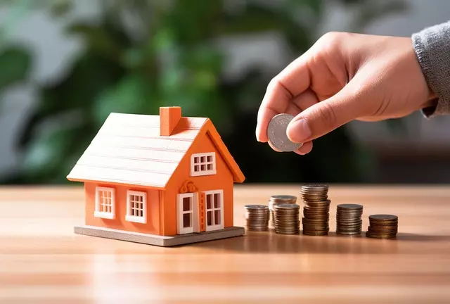 Orange house with coin