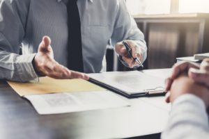 Men at interview